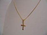 Gargantilha folhada a ouro crucifixo 45cm 2090139