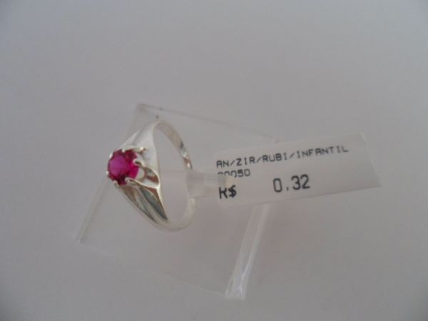 ANEL DE PRATA ZIRCONIA RUBI INFANTIL  CB 3920