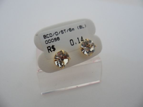 BRINCO FOLHADO A OURO STRASS 6MM CB 1230
