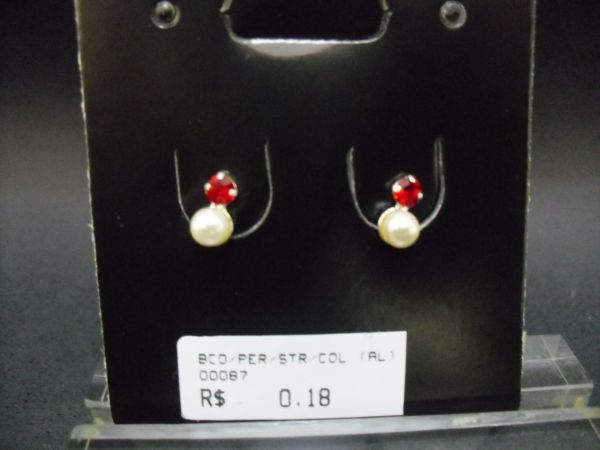 Brinco Prata Perola Duplo Pqno Color cb 2093840