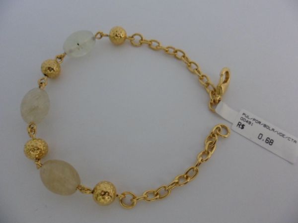 PULSEIRA FOLHADA PEDRA BOLA CRISTAL  CB 181915