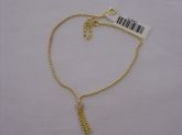 TORNOZELEIRA FOLHADA A OURO FRANJAS STRASS CB 2089812