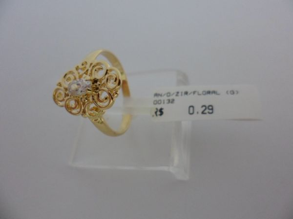 ANEL FOLHADO A OURO ZIRCONIA FLORAL  CB 257051