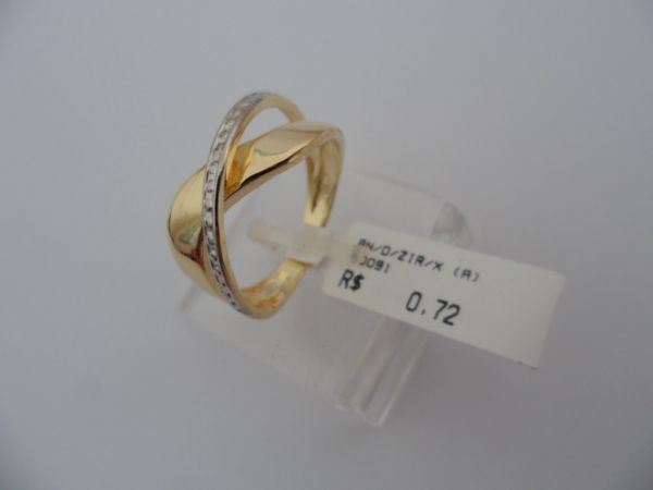 ANEL FOLHADO Á OURO ZIRCONIA X CB 12865