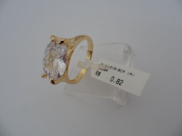 ANEL FOLHADO A OURO ZIRCONIA BRANCA CB 12072