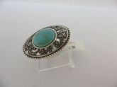 ANEL DE PRATA MARCASSITA PEDRA DISCO TURQUESA  CB 2063706