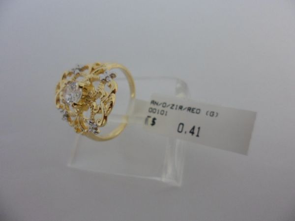 ANEL FOLHADO A OURO ZIRCONIA REDONDO  CB 45802