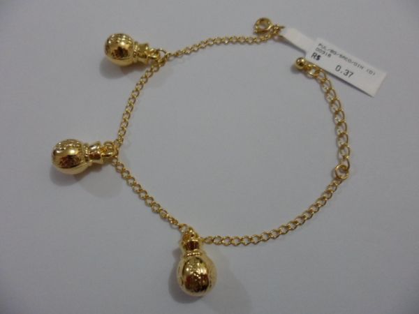 PULSEIRA FOLHADA A OURO BERLOQUE SACO DINHEIRO CB 182202
