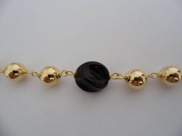 PULSEIRA FOLHADA A OURO PEDRA PTA BOLA CB 5004
