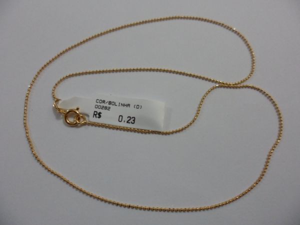 CORRENTE FOLHADA A OURO BOLINHA 45CM CB 230065
