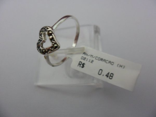 ANEL DE PRATA MARCASSITA CORAÇAO VAZADO  CB 15982087
