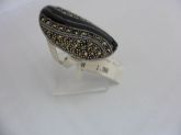 ANEL DE PRATA MARCASSITA PEDRAS PRETO CB 2063690