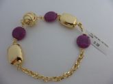 PULSEIRA FOLHADA PEDRA BOLA RETANGULAR ROXA  CB 182402