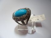 ANEL DE PRATA MARCASSITA PEDRA OVAL AZUL  CB 2063997