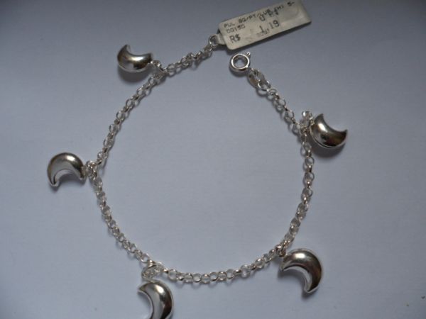 Pulseira de prata Portuguesa Berloque Lua  CB 2060668