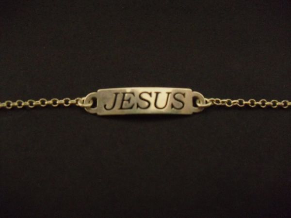 Pulseira Prata Chapinha Infantil Elos Jesus cb 2093734 o