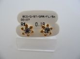 BRINCO FOLHADO A OURO STRASS GARRA FLOR 5MM CB 8850