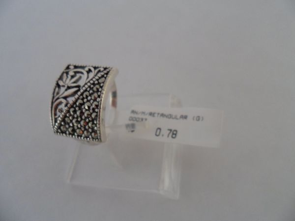 ANEL DE PRATA MARCASSITA RETANGULAR  CB 23002