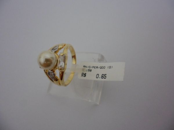 ANEL FOLHADO A OURO PEROLA QUADRADO  CB 34601
