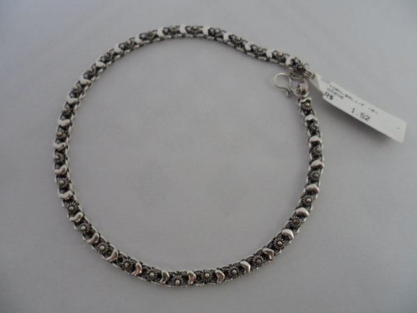 TORNOZELEIRA EM PRATA BALI FLOR/LUA  CB 2084893