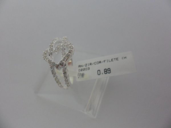 ANEL DE PRATA ZIRCÔNIA CORAÇAO FILETE CB 28550