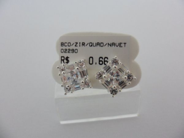 BRINCO DE PRATA ZIRCONIA QUADRADO NAVET CB 21150