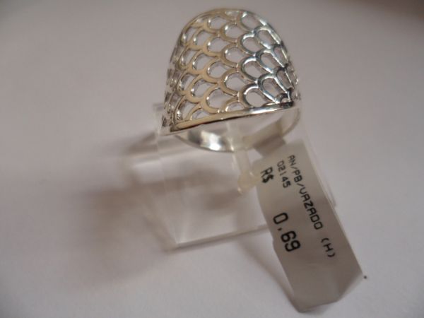 ANEL DE PRATA BRANCA VAZADO  CB 22505