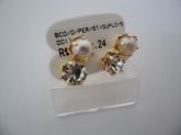 BRINCO FOLHADO A OURO PEROLA STRASS DUPLO  CB 5620