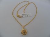 GARGANTILHA FOLHADA A OURO STRASS ROSA CB 81350