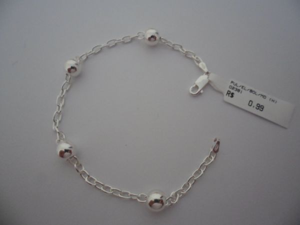 PULSEIRA DE PRATA ELOS BOLAS MEDIA CB 2087917 o