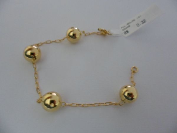 PULSEIRA FOLHADA A OURO BOLA MEDIA CB 181757