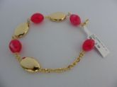 PULSEIRA FOLHADA OURO PEDRAS/PINK  CB 182286