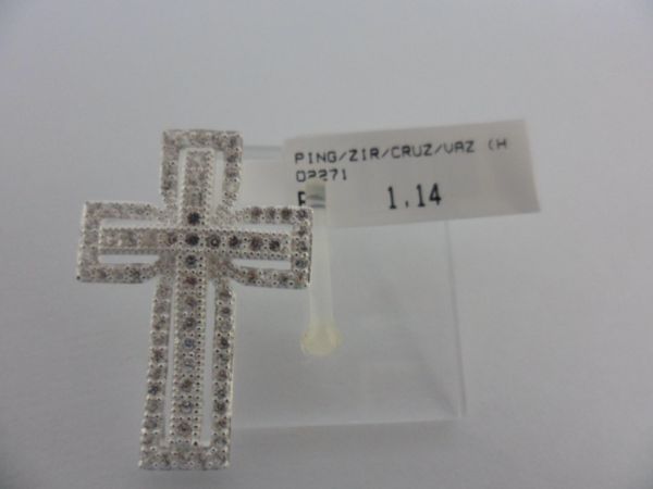 PINGENTE DE PRATA ZIRCONIA CRUZ CB 35450