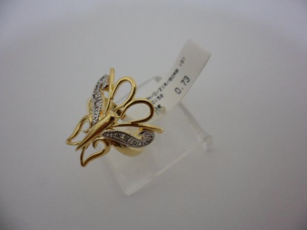 ANEL FOLHADO A OURO ZIRCONIA BORBOLETA  CB 33402