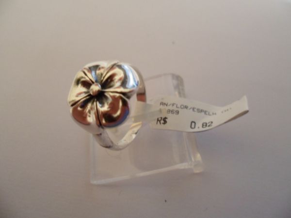 ANEL DE PRATA FLOR ESPELHADO  CB 14393532