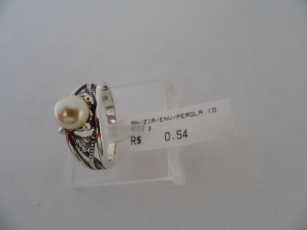 ANEL DE PRATA ZIRCÔNIA MARCASSITA PEROLA  CB 34903