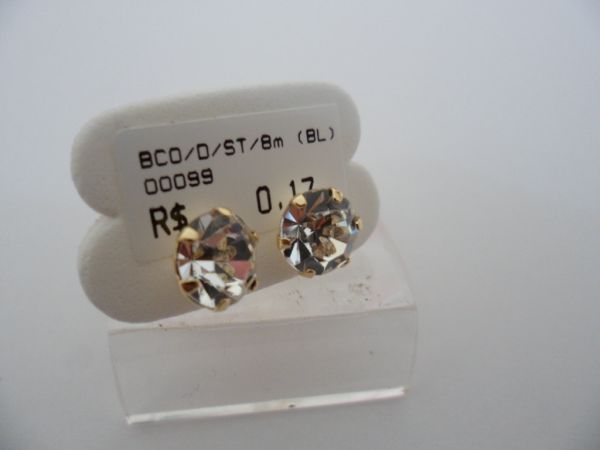 BRINCO FOLHADO A OURO STRASS 8MM  CB 2820