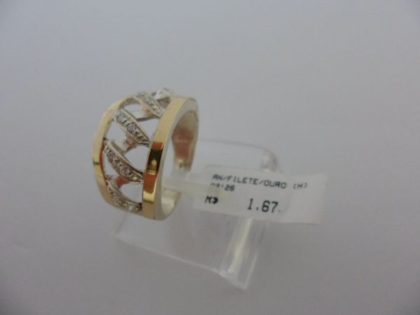 ANEL DE PRATA  FILETE OURO  CB 15073358