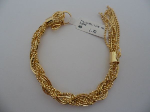 PULSEIRA FOLHADA A OURO BOLA FIOS CB 70100