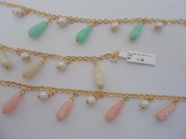 PULSEIRA FOLHADA A OURO PEDRA COLOR GOTA  CB 182402 ok