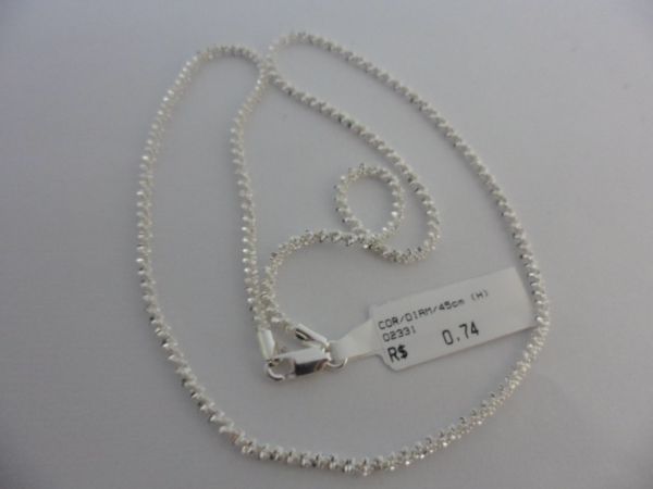 CORRENTE DE PRATA DIAMANTADA 45CM CB 2087221