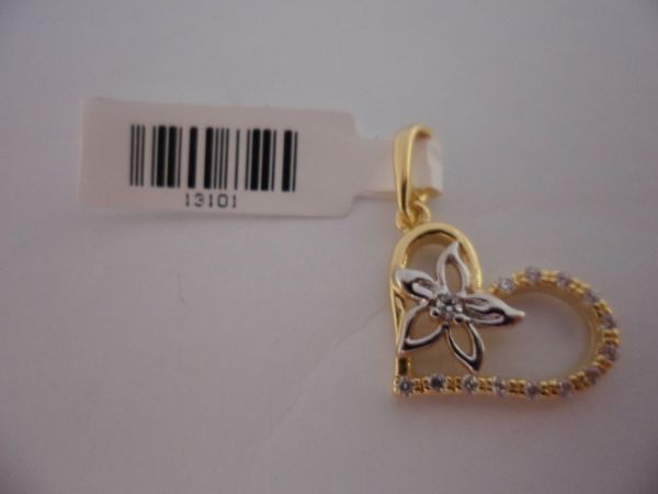 PINGENTE FOLHADO A OURO CORAÇAO FLOR CB 13101