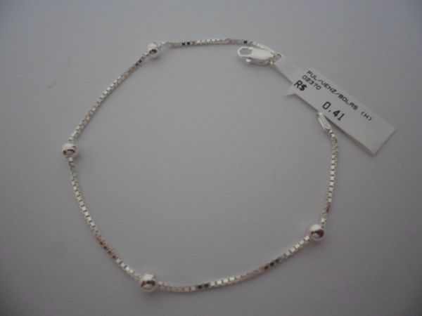 PULSEIRA EM PRATA VENEZIANA BOLINHAS  CB 2087801