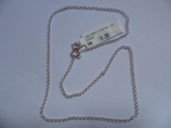 CORRENTE DE PRATA PORTUGUESA FINA 40CM  CB 2062761
