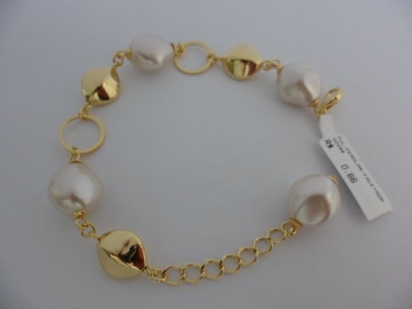 PULSEIRA FOLHADA A OURO PEROLAS FACETADAS  CB 182297