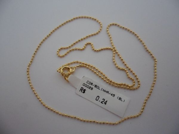 CORRENTE BANHADA A OURO BOLINHA 45CM CB 22545