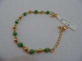 PULSEIRA FOLHADA A OURO PEDRINHAS VERDE CB 182034