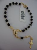 PULSEIRA FOLHADA OURO TERÇO PRETO CB 181778