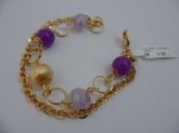 PULSEIRA FOLHADA A OURO LILAS BOLAS CB 182237