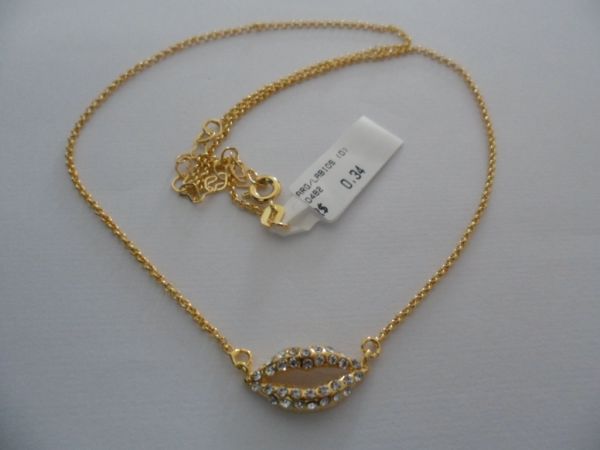 GARGANTILHA FOLHADA A OURO LABIOS STRASS CB 81117